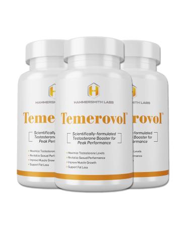 Temerovol - Male Supplement - Enhances Energy Strength & Libido - Lean Muscle Builder 60 Capsules - 3 Bottle Bundle 3 bottles 180 count