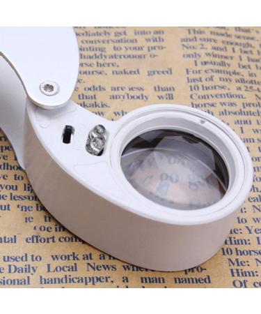 Folding 40x25mm Jewelery Loupe Portable Mini Magnifier Magnifying Glass LED Light Lens Lupa Magnification Metal Silver - Buy Online on GoSupps.com
