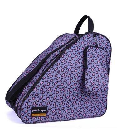 Holisogn Ice, Inline and Roller Skate Bags, Premium and Fashion Bags for child, kids, teenager, adult Leopard Violet