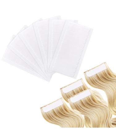 Hair Extension Tape Tabs  144PCS Pre-cut Double Sided Adhesive Tapes in Hair Extensions Beauty Tool for Human Hair Weft Replacement Waterproof Wig Tape (White)