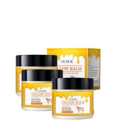 Tallow and Honey Balm Moisturizer, Organic Face Cream with Grass Fed Tallow Balm with Raw Wild Honey, Skin Care with Tallow Balm, Suitable for Sensitive Skin (3pc)
