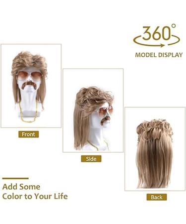 4 Piece Set Mullet Wig Brown Mullet Wig Pop Rock Wigs For Artificial Hair Wigs for Men Wig 80s Wig Brown Wave Mullet Wig Halloween Costume Fashion Wig Fancy Party Accessories Wig - Buy Online on GoSupps.com
