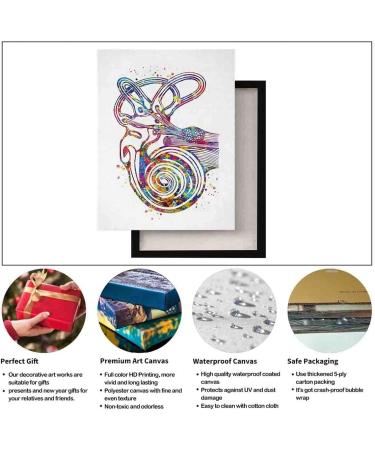 Modern Farmhouse Bedroom Decor: Semicircular Canals Ear Watercolor Print | Audiologist Gift & ENT Office Medical Art | 12x18 Ready to Hang - Buy Online on GoSupps.com