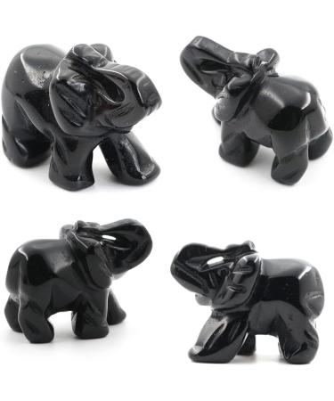 Ouubuuy Elephant Statue | Healing Gemstone Crystal Elephants for Home D cor & Wellness | Obsidian Figurines - Buy Online on GoSupps.com