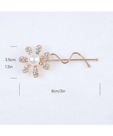 Cimenexe Bohemian Metal Flower Pearl Hair Pin Vintage Pearl Hair Clip Pin Crystal Flower Hairpins Clips Gold Pearl Flower Hair Barrette Headwear Metallic Decorative Hair Accessories Jewelry for Women - Buy Online on GoSupps.com
