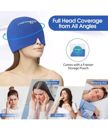 Newgo Migraine Mask & Cap - Full Coverage Ice Headache Relief Hat for Sinus & Stress - Dark Blue - Buy Online on GoSupps.com