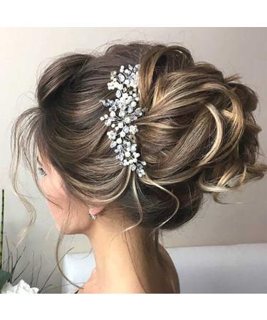 JONKY Bride Wedding Hair Accessories Silver Rhinestone Headbands Headpieces Bridal Hair Vine for Brides