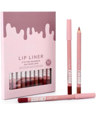  Chaies Lip Pencil Set 12 Long-Lasting Colors Natural Matte Creamy Cosmetics - Lip Pencil Kit - For Home Travel Party Wedding Winter Autumn Spring Office School - Buy Online on GoSupps.com