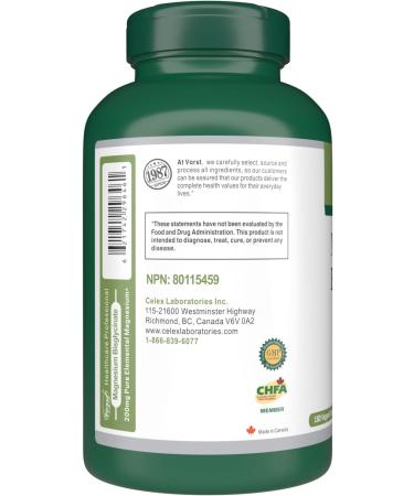 VORST Magnesium Bisglycinate 200mg | 180 Vegan Capsules | High Absorption Formula - Buy Online on GoSupps.com