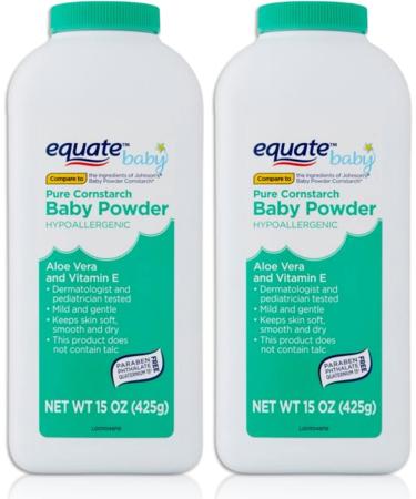 Pure Cornstarch Baby Powder Aloe and Vitamin E (15 oz - 2 Pack)