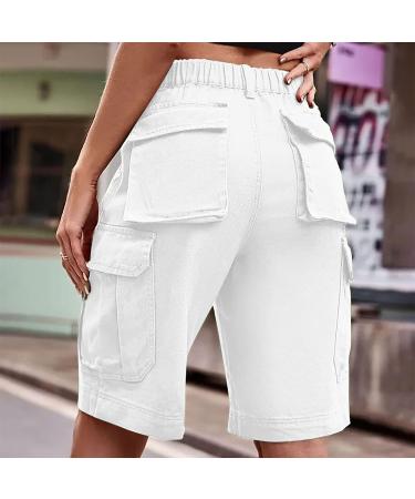 Women's Camo Cargo Shorts | Button Fly with Pockets | Solid Color Knee-Length Summer Shorts - Buy Online on GoSupps.com