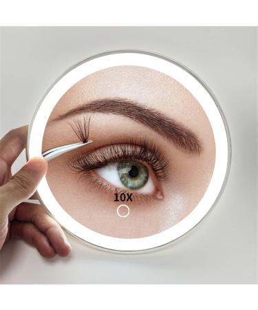 Pamazi.F Travel Makeup Mirror 10X Magnification with Light | Rechargeable LED Mirror for Bathroom | Triple Suction Cups | 6.69 Inch - Buy Online on GoSupps.com