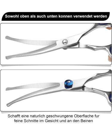 Curved Stainless Steel Fell Scissors for Dogs & Cats | Professional Grooming Scissors Set with Pet Comb - Blue - Buy Online on GoSupps.com