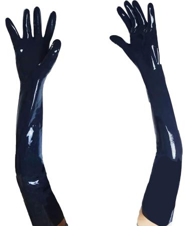 100% Latex Black Long Gloves Over The Elbow 0.4Mm Rubber Gummi Black Medium - Buy Online on GoSupps.com