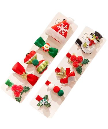 Christmas Hair Clips Accessories Lovely Snowman Hat Hair Clips Hair Barrettes Hairpins for Girls Baby Toddlers Children Kids Party Christmas Gifts 10pcs