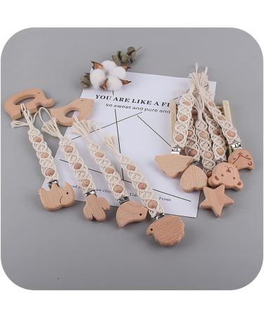 GLASSNOBLE Baby Pacifier Chain - Beech Wood with Clip & Cotton Rope - Cloud Design Nipple Holder - Safe & Stylish International Shipping - Buy Online on GoSupps.com