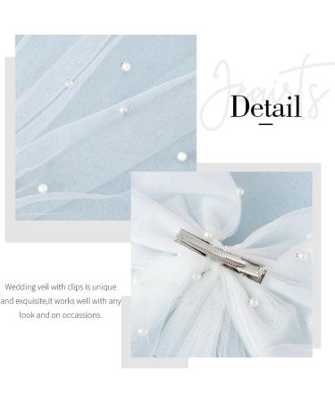 Vakkery Bride Pearl Bow Hair Clip Long Tulle Hair Bow Veil Wedding Bachelorette Party Decoration Bridal Shower Headpiece Hair Accessories for Women and Girls - Buy Online on GoSupps.com
