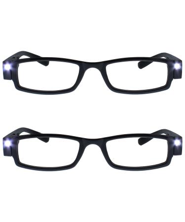 The Reading Glasses Company 2 Pack Illuminated LED Night Time Light Readers Men Women Black LL1-1 +1.00