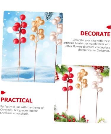 ABOOFAN 60 Pcs Christmas Fruit Christmas Decorations Christmas Holly Berries Christmas Berry Stems Winter Light House Decorations for Home Christmas Tree Fake Berry Foam Red Fruit Wreath Redx3pcs 17x3cmx3pcs - Buy Online on GoSupps.com