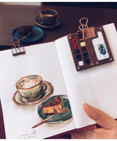 Mini Portable Watercolor Palette - 9 Color Sketchbook Palette in Wooden Box - Travel Paint Case for Artists - Clip Included - 9 Area Palette - Buy Online on GoSupps.com