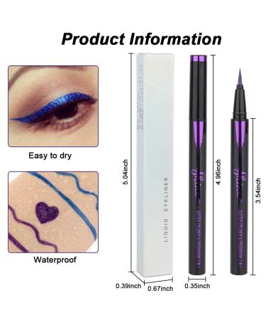 Royal Blue & Purple Glitter Liquid Eyeliner Set - Waterproof & Smudge Proof - 2Pcs Metallic Satin Finish Eye Liner Pen - Long Lasting & High Pigmented - 2 Count - Buy Online on GoSupps.com