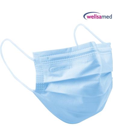 Buy Wellsamed Wellsamask Surgical Masks - Disposable 3-Layer 50-Pack Blue CE/EN 14683 Type IIR | International Shipping Available - Buy Online on GoSupps.com