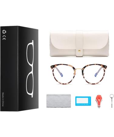 Cleoxyge Blue Light Filter Glasses for Men & Women - Stylish Metal Frame UV400 Protection Includes Case & Cleaning Cloth - C01 Leopard - Buy Online on GoSupps.com