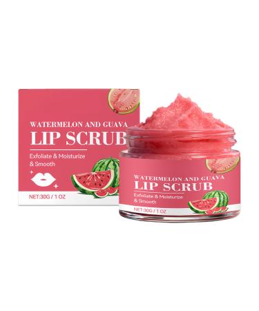 Lip Scrub - Peeling Balm 30g | Exfoliating Moisturizing and Brightening Treatment | Guava and Watermelon Scented Women's Daily Nighttime Home Travel Skin Softening Moisturizing Beautiful