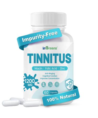 Tinnitus Relief for Ringing Ears Ginkgo Biloba and Various Other Herbs Ear Health Vitamins Supports Inner Ear Health Reduces Ringing Bottled in USA - 60 Capsules 60 Count (Pack of 1)