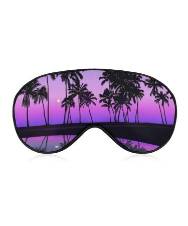 Tropical Night Seashore with Palms Sleep Mask Eye Cover for Sleeping Blindfold with Adjustable Strap Blocks Light Night Travel Nap for Men Women