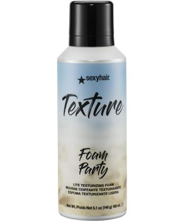SexyHair Texture Foam Party Lite Texturizing Foam 5.1 Oz | Buildable Hold | Adds Shine | All Hair Types