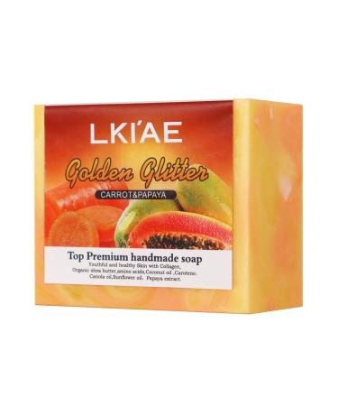 AILKE BOOST LUSTER LKIAE Natural Carrot & Papaya Handmade Soap Face & Body Wash Whitening Gentle Clean Skin Lightening Skin & Hydrating Reduce Acne Dark Spots 150 g (Pack of 1)