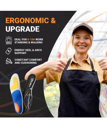 Valsole Plantar Fasciitis Insoles - High Arch Support Orthotic Inserts for Flat Feet | Heavy Duty Work Boot Insoles for All-Day Comfort (Men 10-11.5 / Women 11-12.5) - Black - Buy Online on GoSupps.com