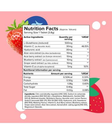 PL'IX - THE PLANT FIX Glutathione Tablets With Vitamin C For Clear And Youthful Skin (Pack Of 2 Strawberry) | 15 Collagen Supplements |500mg L-Glutathione Vegan Vitamin E And Hyaluronic Acid - Buy Online on GoSupps.com