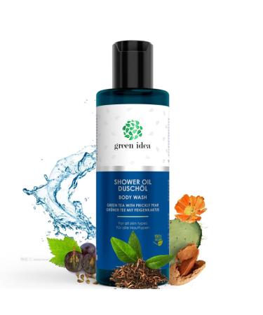 Green idea - shower oil of course - for dry skin - green tea with opuncia |gentle for sensitive skin with grape seed oil |Fresh fragrance |Vegan |No SLES 200 ml