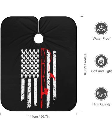Retro American Flag Bass Fishing Custom Barber Cape Waterproof Hair Cutting Capes Apron Accessories with Adjustable Snap Closure - Buy Online on GoSupps.com