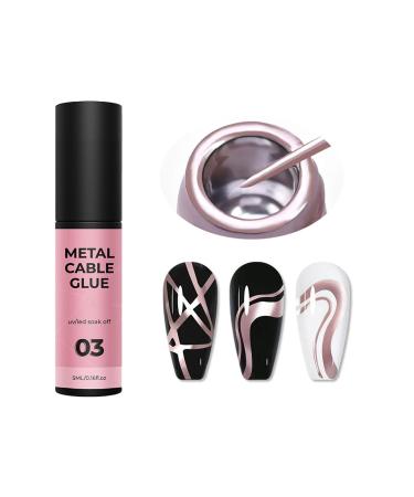 Gel Nail Polish Liner Rose Gold Nail Art Line Gel Soak-Off UV/LED Painted Gel Nail Polish for French Tip Manicure Home DIY Salon Metallic Gel Nail Polish for Fineliner Nail Art