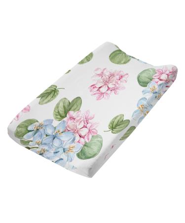 Changing Pad Cover Senoke Diaper Changing Pad Sheet Cover Ultra-Soft Cotton Blend Stylish Flowers Animal Changing Pad Covers for for Baby Boys Girls(Floral#01) Flower#01