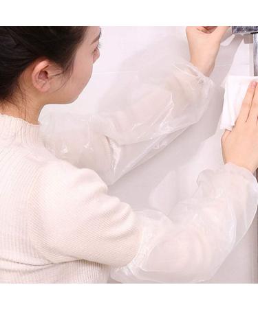 10pcs Disposable Arm Sleeves Covers Elastic End Wrist Clear Waterproof Protective Oversleeves for Protection Painting Cleaning - Buy Online on GoSupps.com