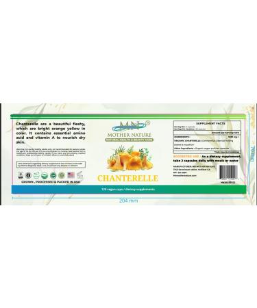 Mother Nature Chanterelle (Cantharellus cibarius) Mushroom Supplement - 1000mg - 120 Vegan Capsules - Made in USA - Buy Online on GoSupps.com