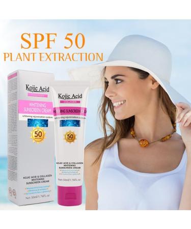 Relief Sun Organic Sunscreen SPF50 - Lightweight Oil-Free Kojic Acid & Collagen Face Cream for Acne Prone Skin - Non-Greasy Moisturizer for Face & Body (50ml - Buy Online on GoSupps.com