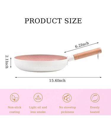 UXIYI Pan Nonstick Frying Pan Household Pancake Pan with Wood Handle Dishwasher Safe Compatible with All Cooktops Pink 9.4in 9.4in Pink - Buy Online on GoSupps.com