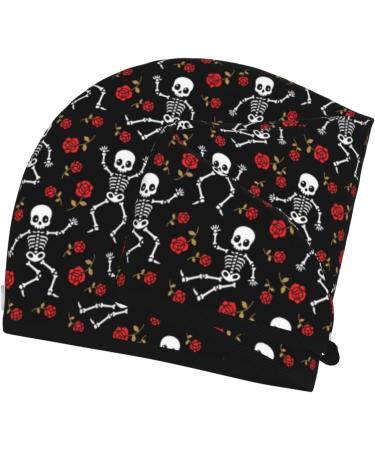 Hair Towel Wrap - Quick Drying Hair Turban with Button | Skeleton with Roses Design - Buy Online on GoSupps.com
