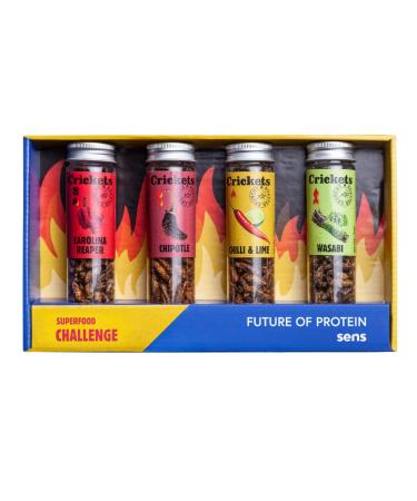 Sensable Insects Snack - Roasted Crunchy Protein Party Mix | Carolina Reaper Wasabi Chipotle | Unique Gift Idea | 4x20g - Buy Online on GoSupps.com