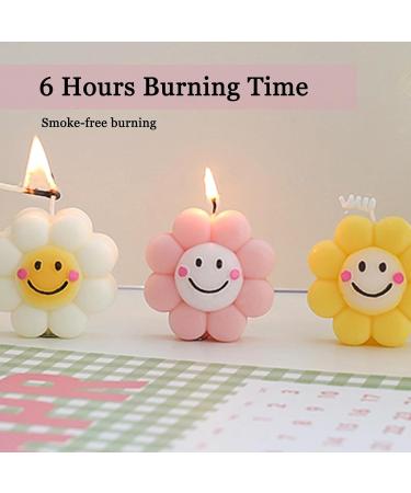 Smiley Candles - Aesthetic Soy Wax Aromatherapy Gifts for Women | Cute Flower Shaped Scented Candle - Peach Oolong Tea Room Decor (3 Inch - Buy Online on GoSupps.com