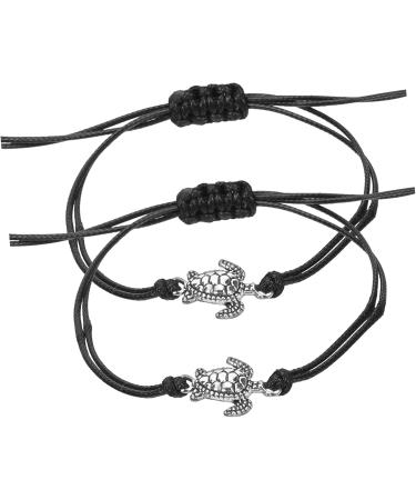 Abaodam 3 Pairs turtle bracelet wrist bands bracelets matching bracelets for couples wrist bracelet lovers 13.5X1.5CMx3pcs Blackx3pcs - Buy Online on GoSupps.com