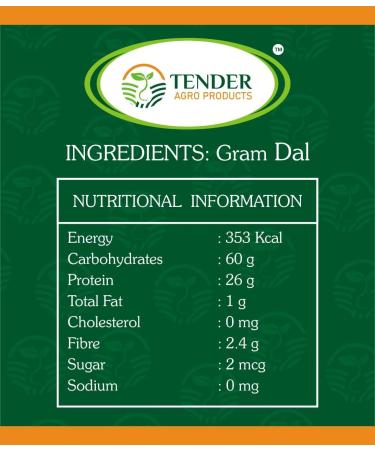 TENDER AGRO PRODUCTS Hygienically Processed Natural Gram/Chana Dal with More Protein and Iron Rich and No Added Preservatives (3 Kg) 6.61 Lbs Pack - Buy Online on GoSupps.com