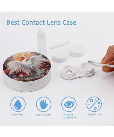 Shop White Crane Contact Lens Case with Mirror - Portable & Cute Eye Travel Kit - Buy Online on GoSupps.com