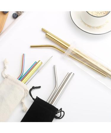 10PCS Metal Straw Stainless Steel Straws 0.2 * 8.4Inch Straws Drinking Reusable Smoothie Straws Reusable with 7.9Inch Cleaning Brush(4 Straight 4 Bent 2 Brush) - Buy Online on GoSupps.com