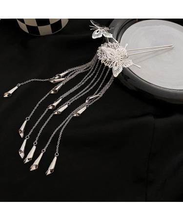 Jumwrit Butterfly Hair Stick with Silver Tassel - Chinese Hair Styling Accessory for Women and Girls - Buy Online on GoSupps.com